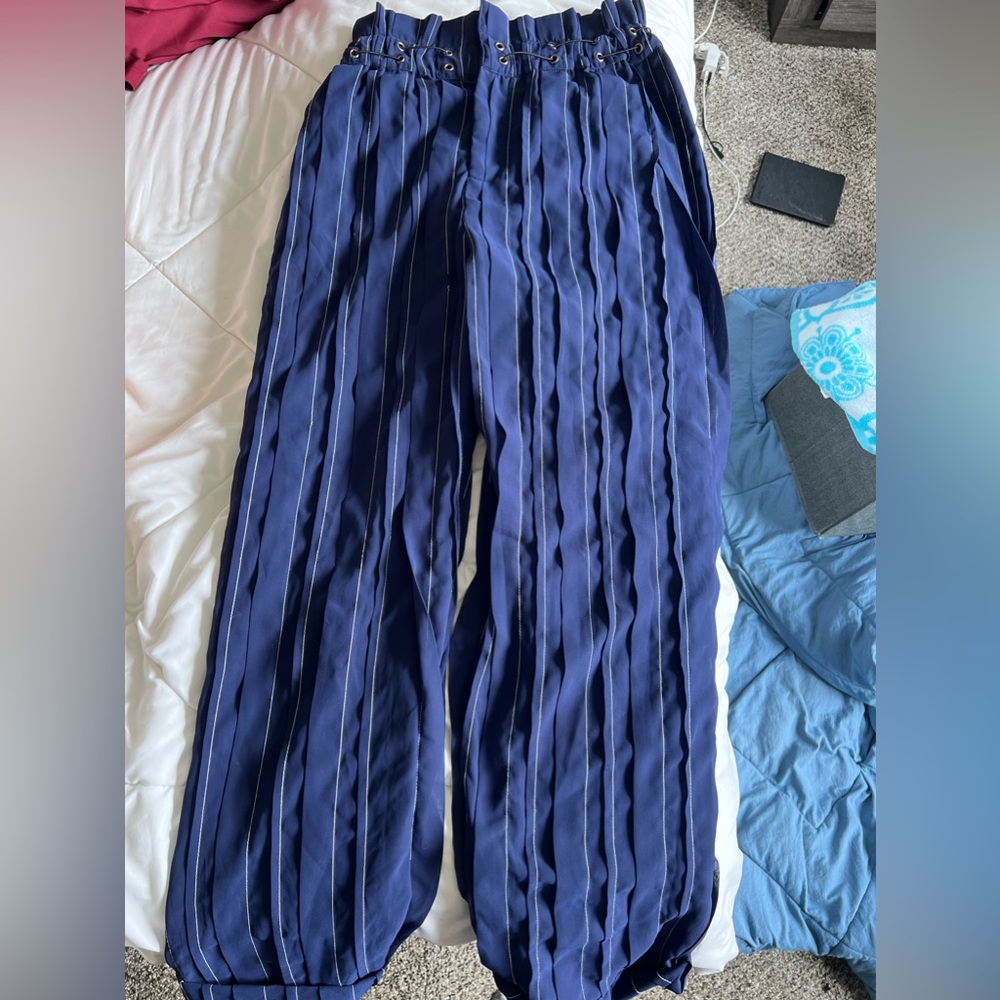 Blue and white stripe pants!